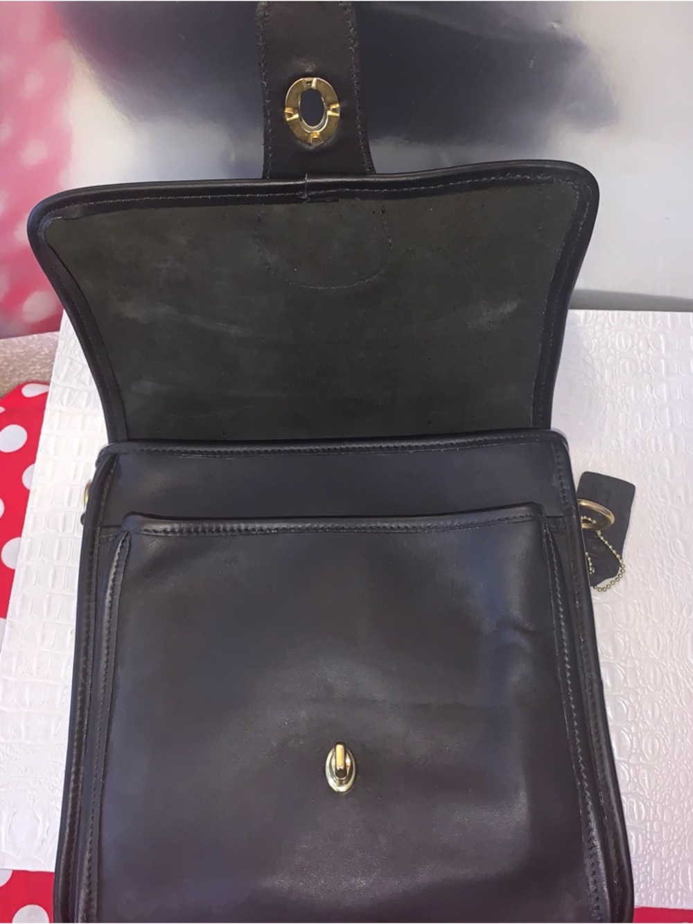 Coach Black Leather Top-Handle Crossbody Bag with Gold Hardware - Picture 6 of 9